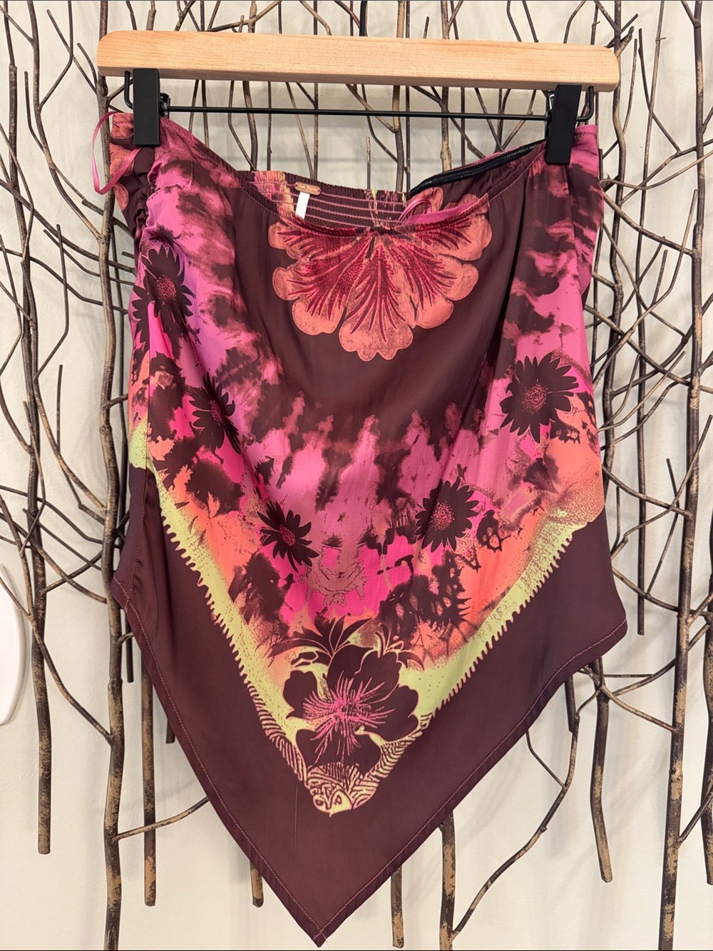 Free People Pink & Brown Floral Bandana Camisole